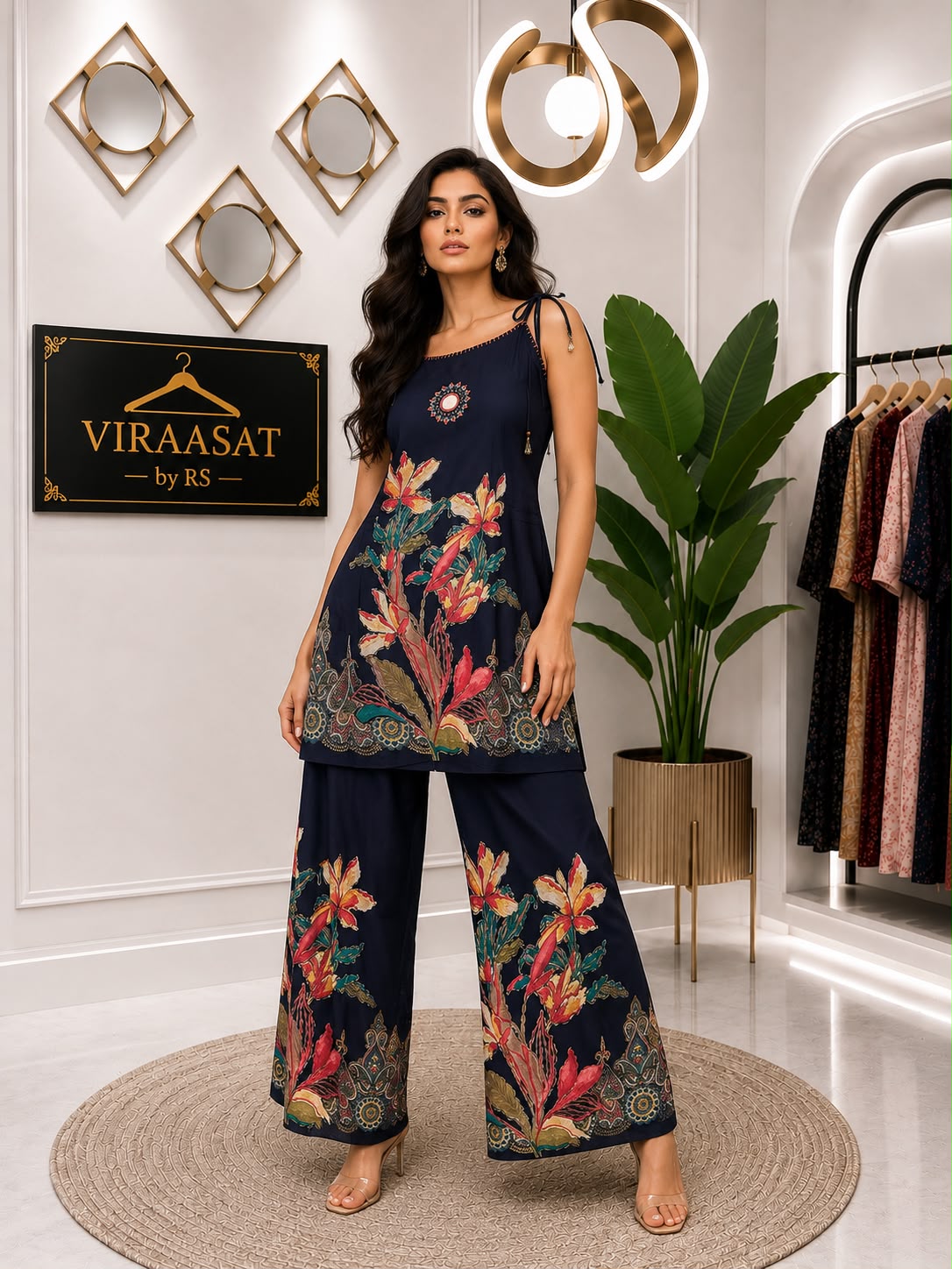 VS-186 Neelaya Floral Spaghetti Coord Set