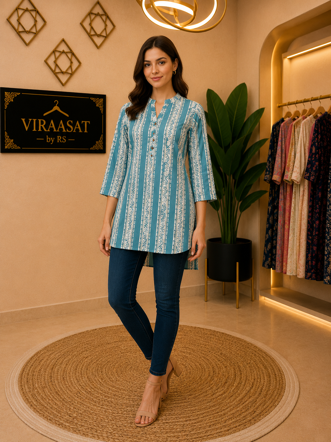 VS153 Aqua Heritage Kurti