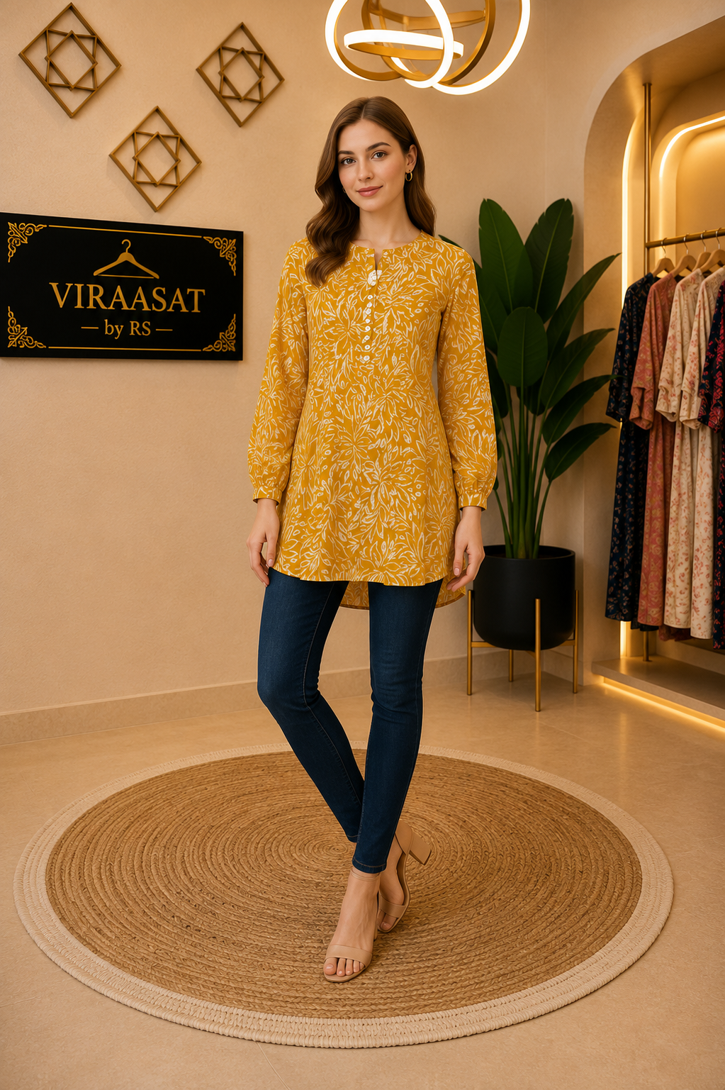 VS139  Saffron Bloom Kurti