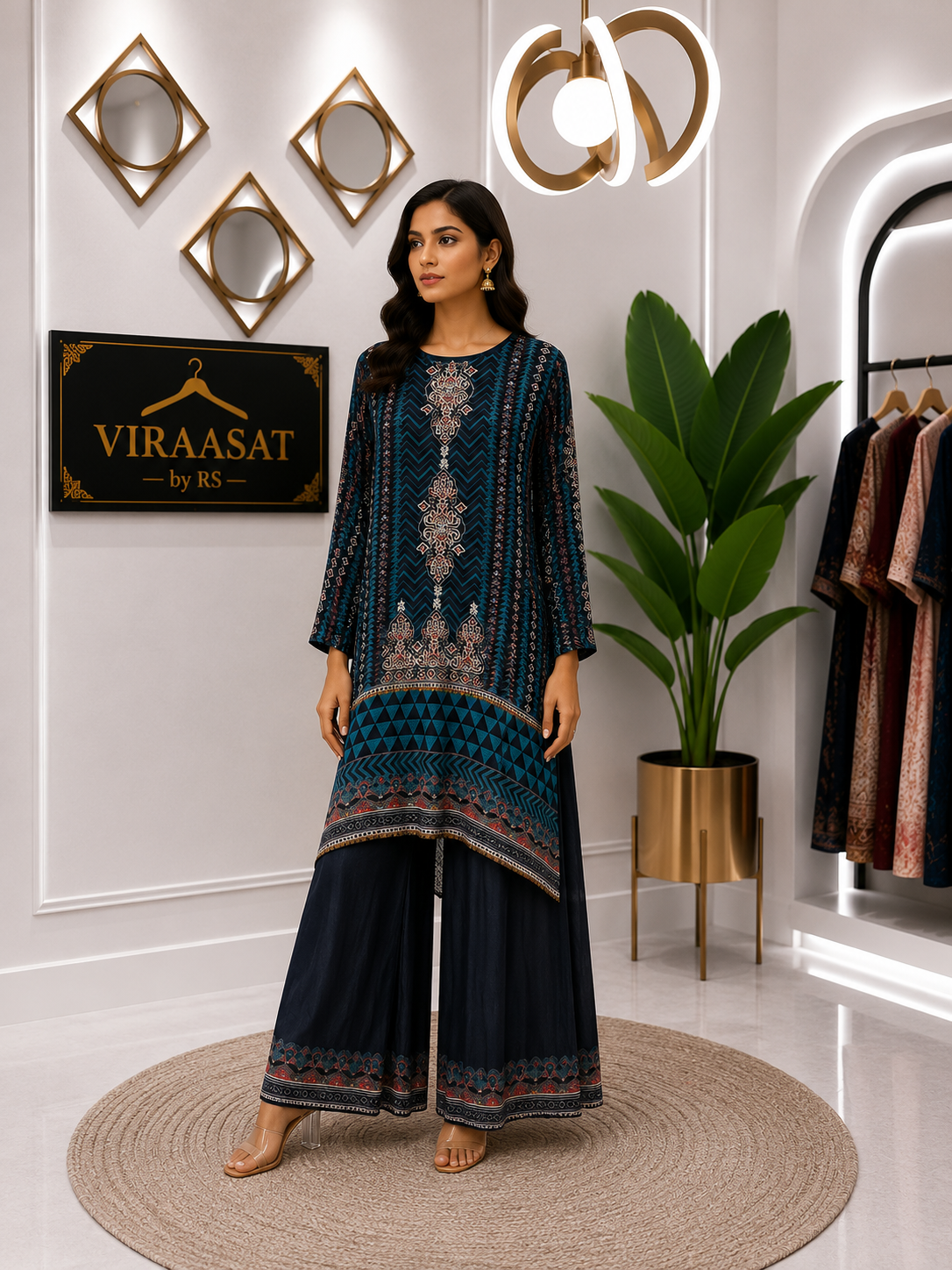 VS114 Teal Embroidered Coord Set