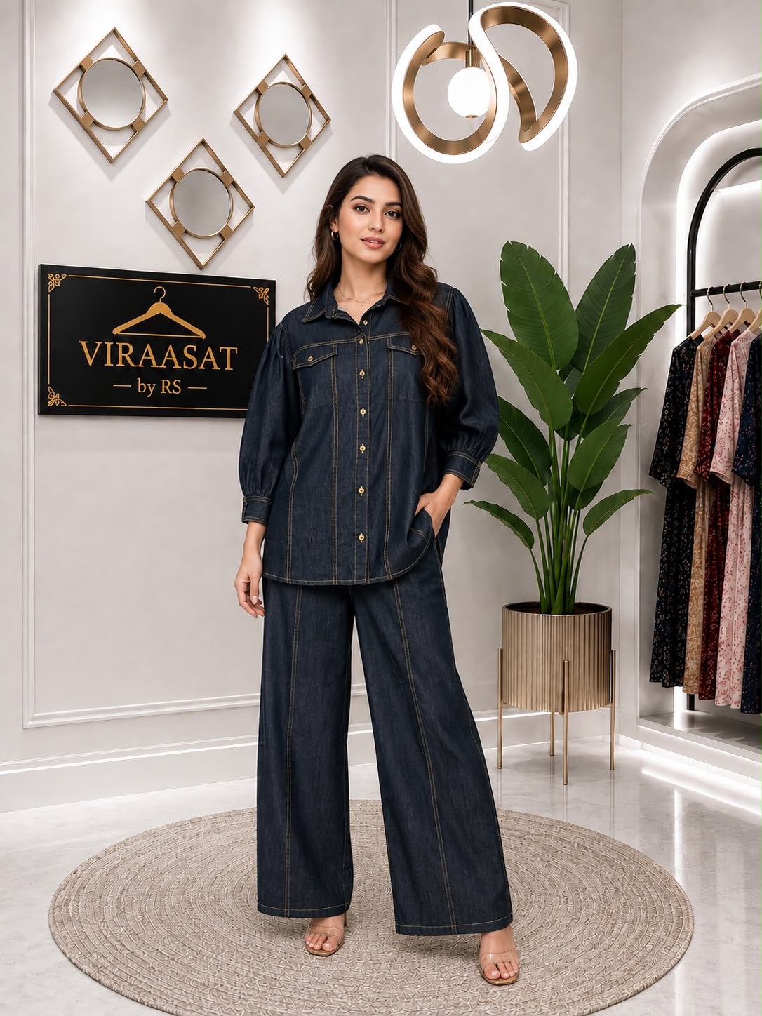 VS-189 Indigo Luxe Denim Coord Set