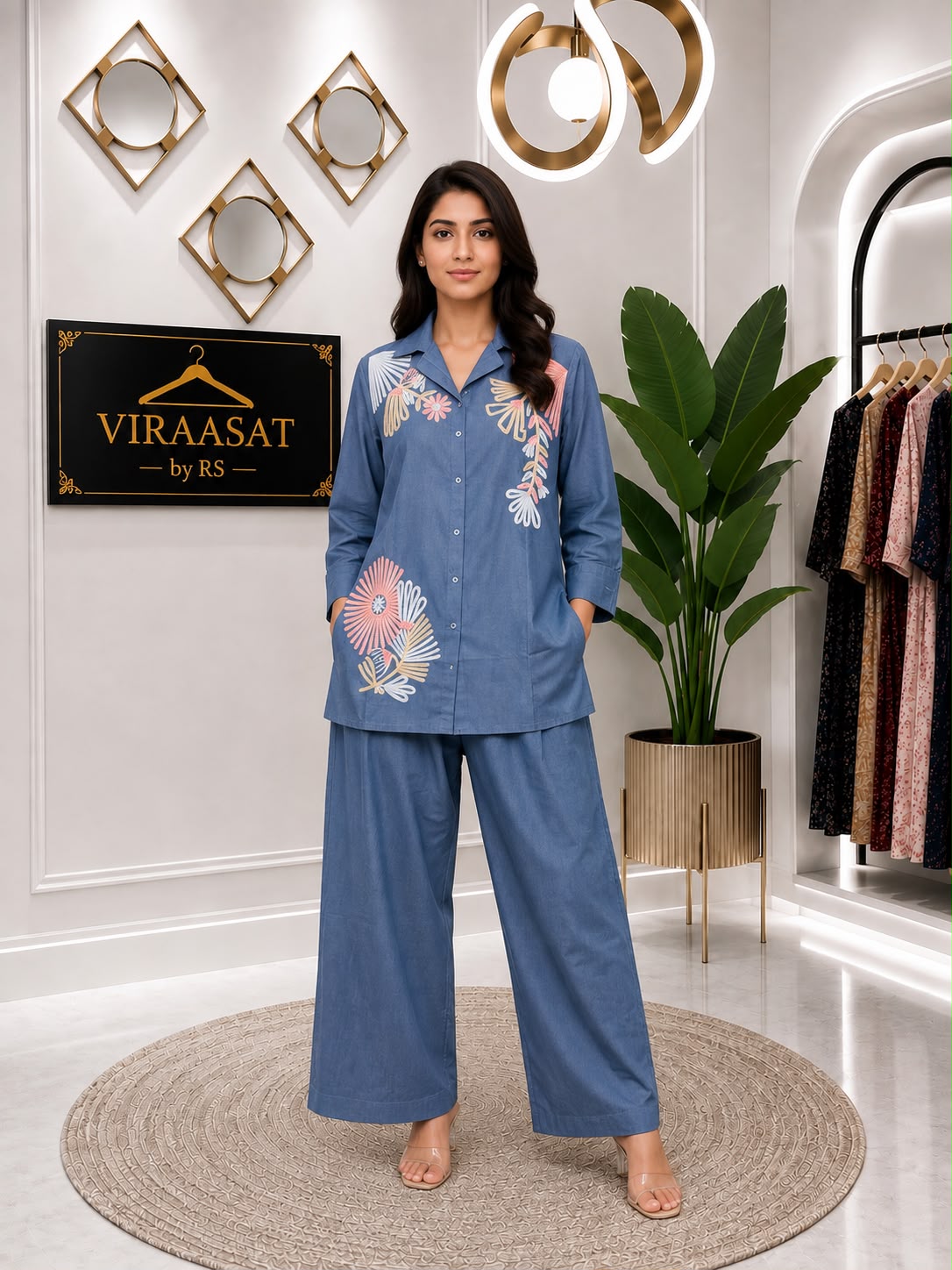 VS-191 Blue Blossom Denim Coord Set