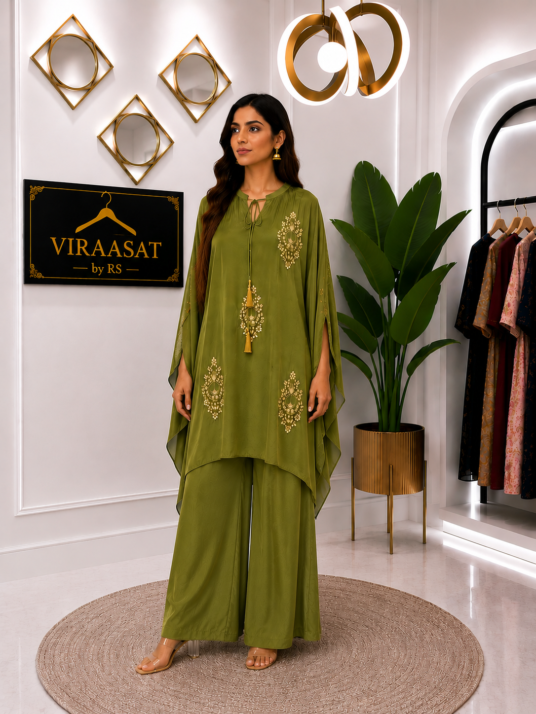VS164 Blush Petal Kaftan Coord Set
