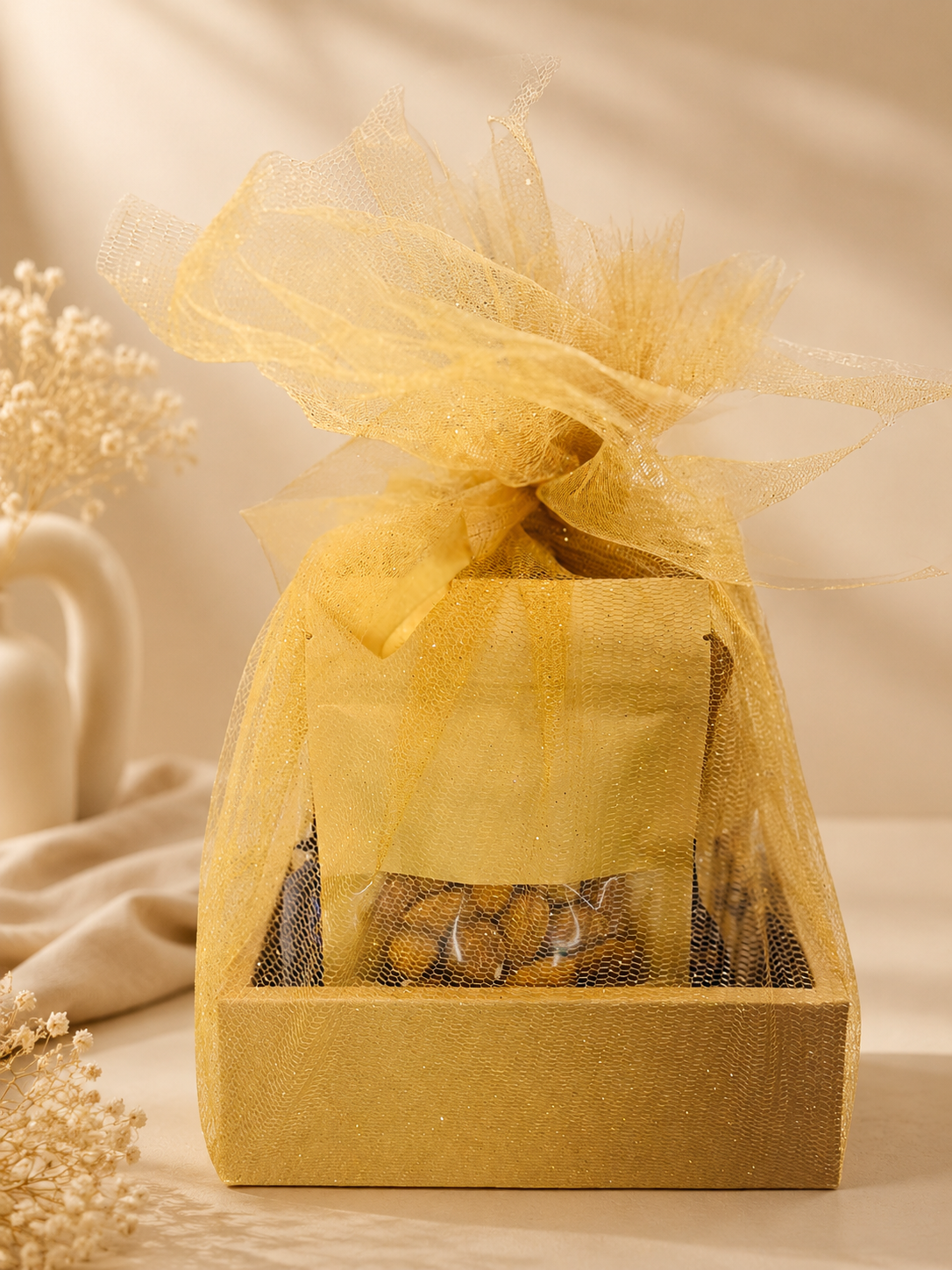 Gold Net Wrap Gift Hamper Box