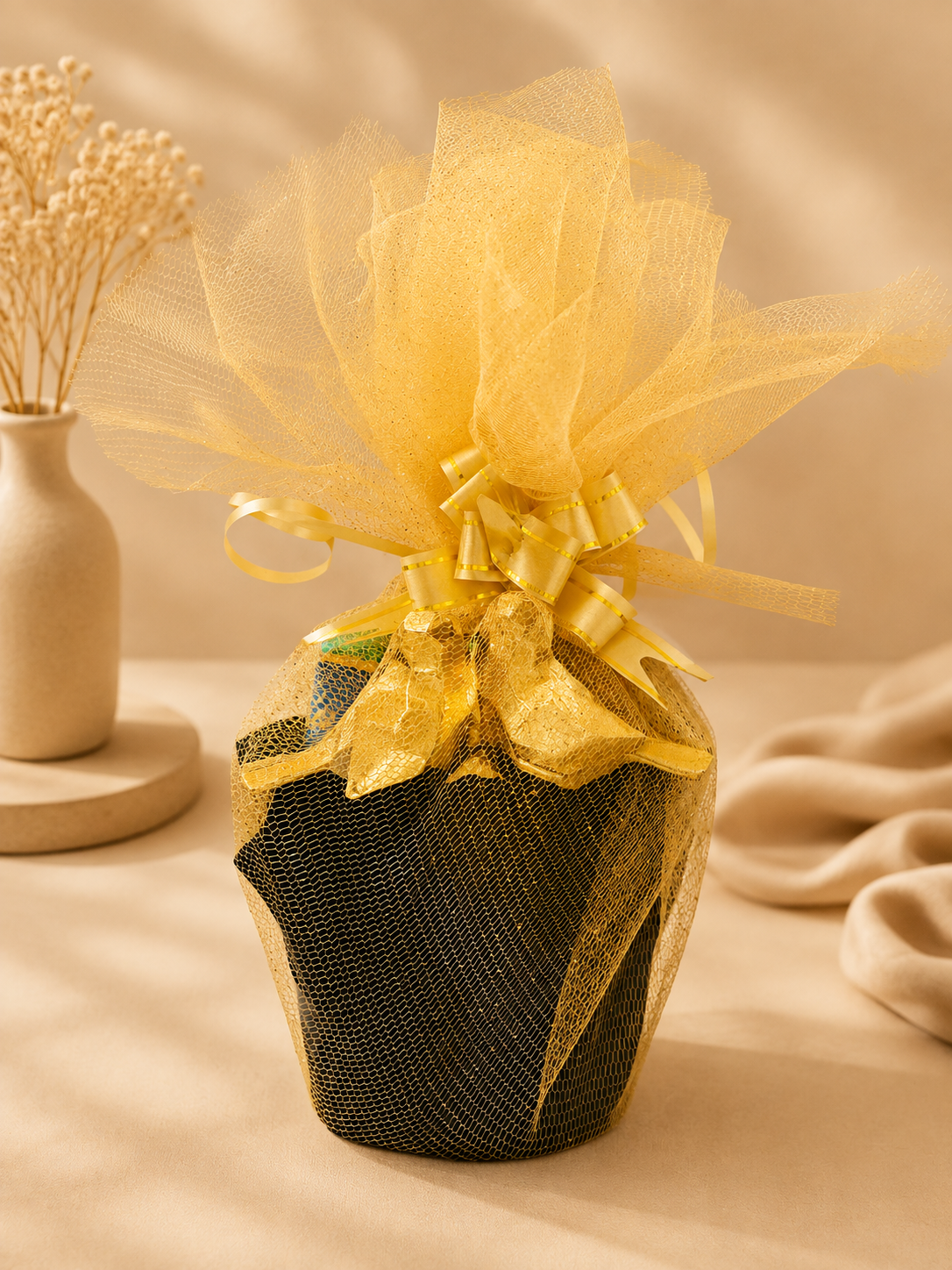 Golden Net Wrapped Gift Pot