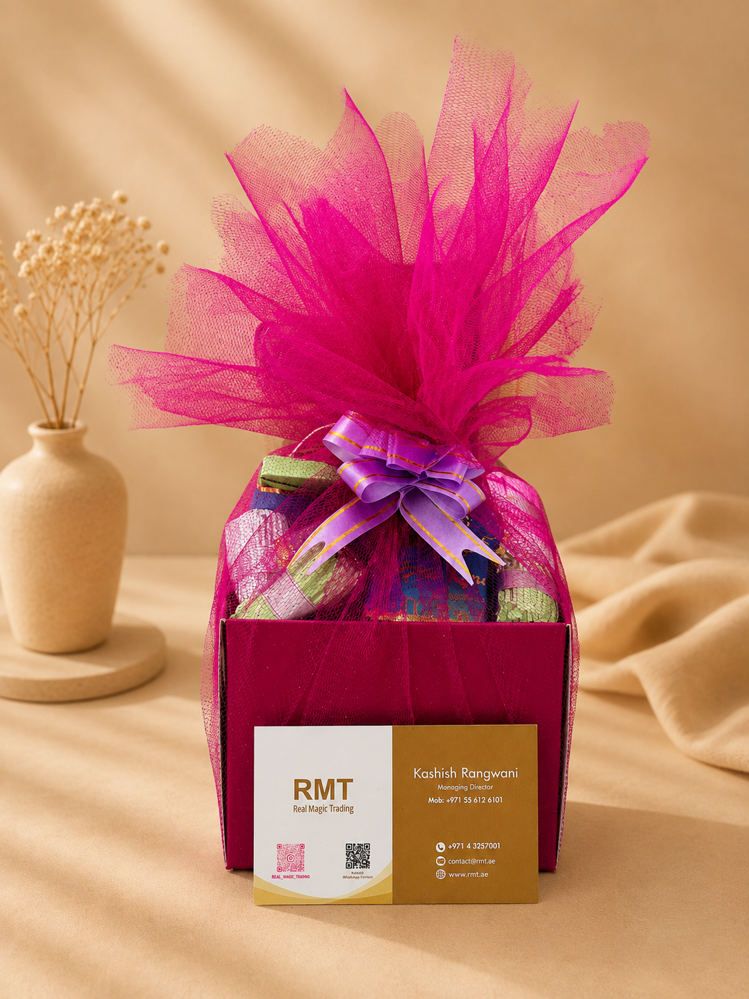 Magenta Ribbon Gift Box Hamper