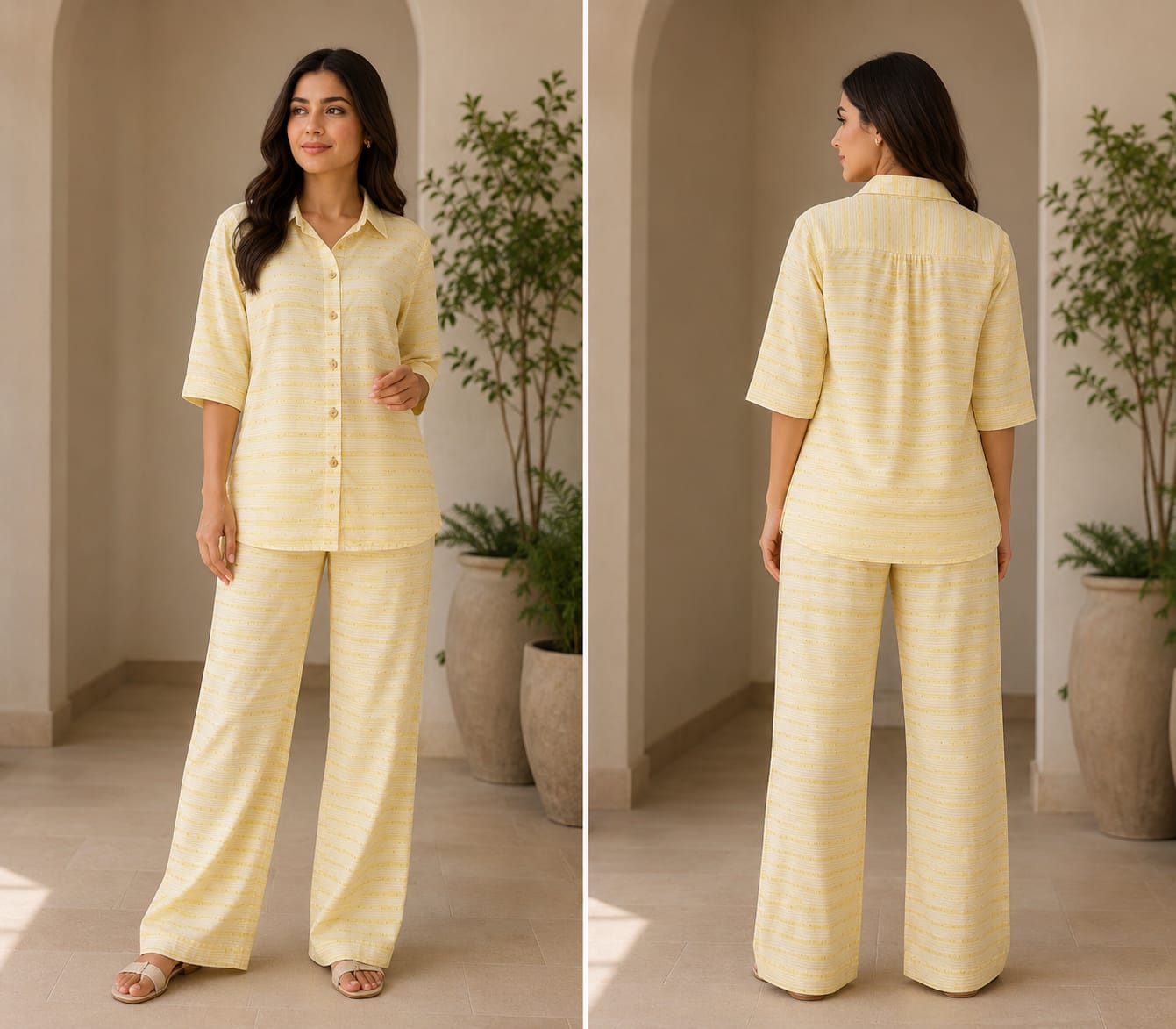 Light Yellow Striped Co-ord Set