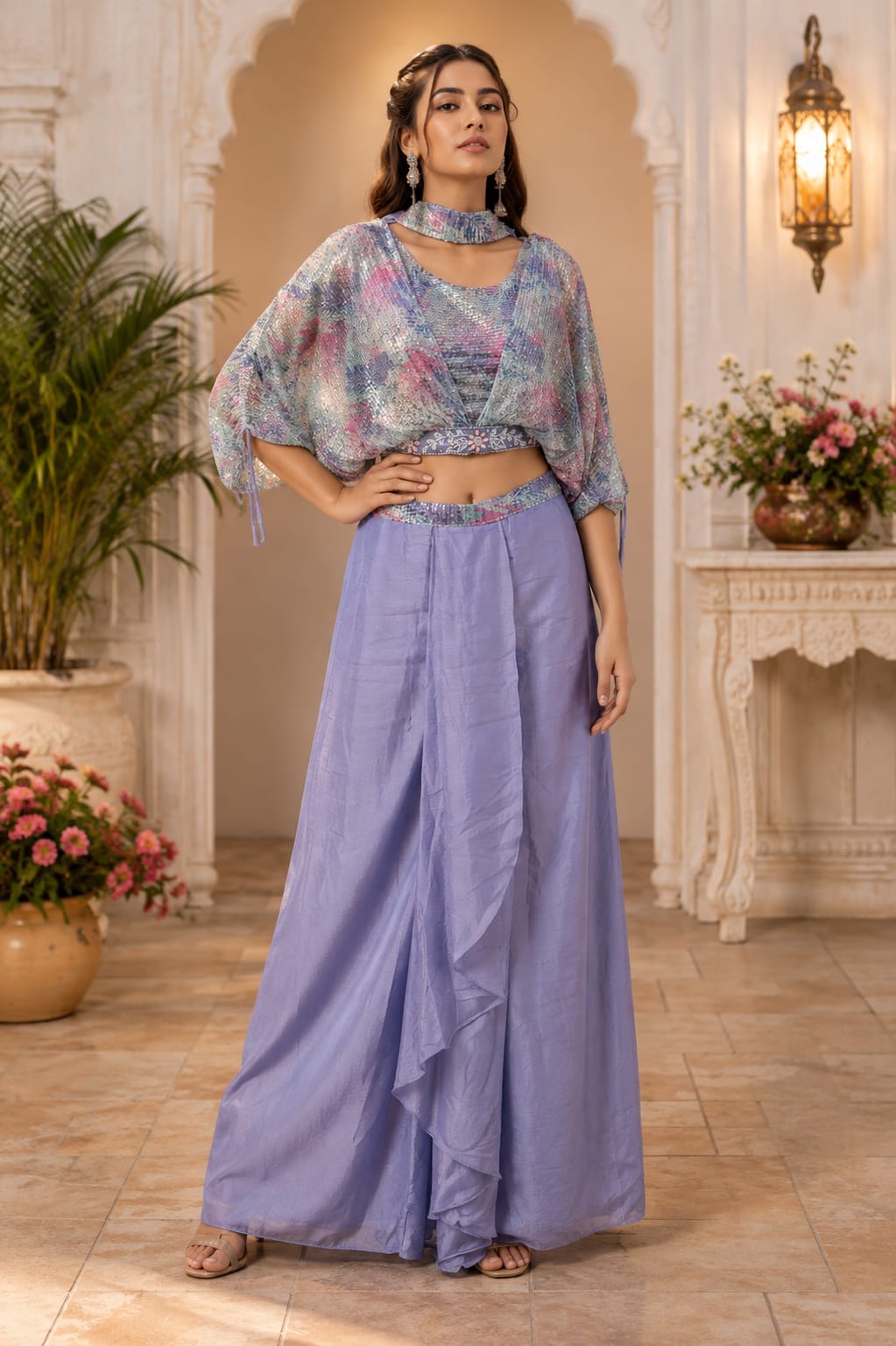 Lavender Cape Style Draped Outfit