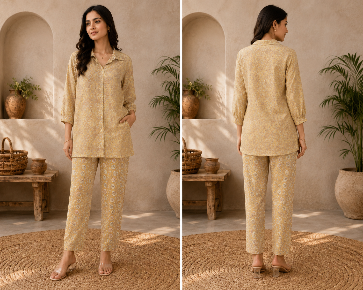 Beige Paisley Printed Co-ord Set