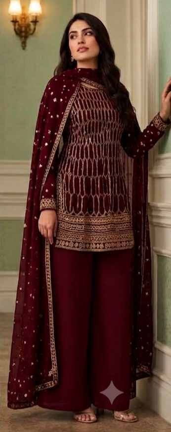 Geometric Embroidered Short Kurta Set (new)